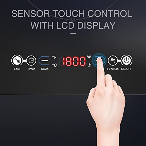  VBGK Induction Cooktop With Ultra Thin Body, Low Noise Hot Plate WithSensor Touch Single Electric Cooktops Countertop Stove With 9 Temperature & Power Levels, Timer, Safety Lock Induction Cooktop