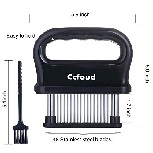  Meat Tenderizer, 48 Stainless Steel Ultra Sharp Needle Blade Tenderizer For Tenderizing Steak, Beef With Cleaning Brush,Durable Baking Kitchen Accessories By Ccfoud
