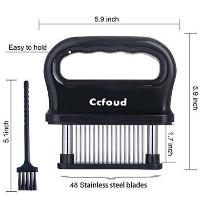  Meat Tenderizer, 48 Stainless Steel Ultra Sharp Needle Blade Tenderizer For Tenderizing Steak, Beef With Cleaning Brush,Durable Baking Kitchen Accessories By Ccfoud