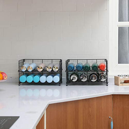  X-cosrack Adjustable Water Bottle Organizer,4-Tier Wall-Mounted Water Bottle Holder, Stackable Water Bottle Storage Rack For Kitchen Countertops,Pantry, Cabinet,Large(Patent No.:US D950,280 S)