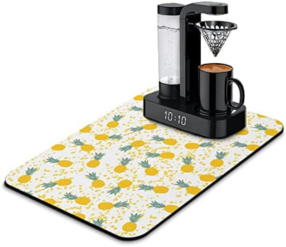  Coffee Bar Mat Accessories For Countertop Super Absorbent Anti-Slip Silicone Dish Drying Mats For Kitchen Counter Draining Pad Decor Gift Fit Coffee Maker Coffee Pot Espresso Machine 19inx12in