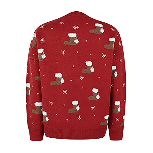  Womens Causal Loose Crewneck Cute Crew Neck Christmas Print Long Sleeve Loose Tops Sweatshirts Pullover Top Streetwear