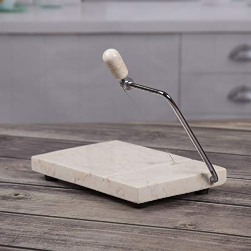  Creative Home Natural Champagne Marble Cheese Slicer Wire Cheese Butter Cutter, 5" L X 8" W, Beige
