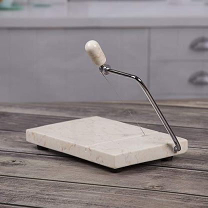  Creative Home Natural Champagne Marble Cheese Slicer Wire Cheese Butter Cutter, 5" L X 8" W, Beige