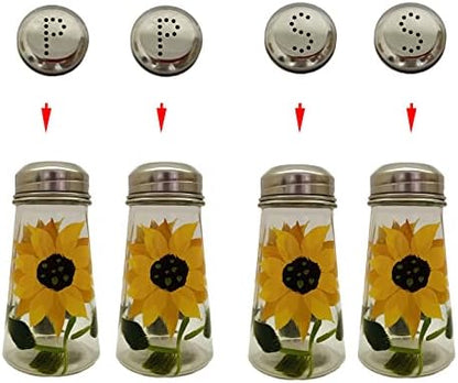  Hand Painted Salt And Pepper Shaker Set With S And P Stainless Lids (2, Sunflowers)