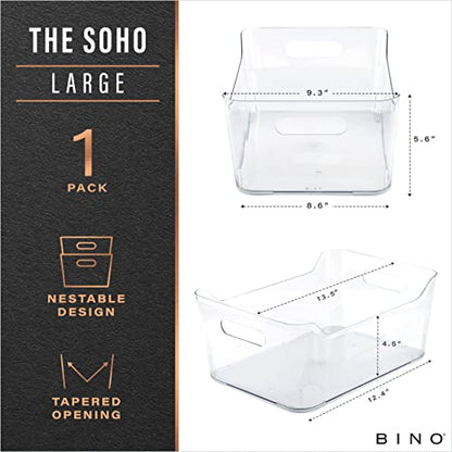  | Plastic Storage Bins, Large | The SOHO Collection | Multi-Use Organizer Bins | Built-in Handles | BPA-Free | Pantry Organization | Home Organization | Fridge Organizer | Freezer Organizer