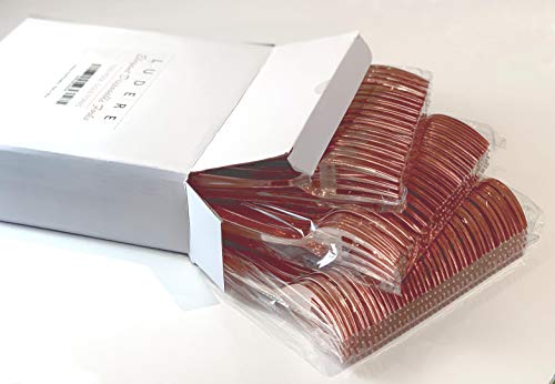  50 Piece Premium Rose Gold Plastic Forks | Extra Heavy Duty With Bright Shiny Finish | Convenient And Strong | Ludere Elegant Disposable Forks