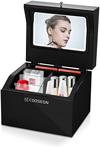  Acrylic Skincare Fridge 10 Liter With Adjustable HD Mirror Light Thermostatic Mini Beauty Fridge With Removable Divider Shelf, Cosmetic Fridge For Makeup, Bedroom, Office, Room