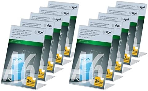Sigel IGEL TA230 Sign Holder, Slanted, For A4, With Business Card Compartment, Acrylic, Transparent, 5 Pcs.