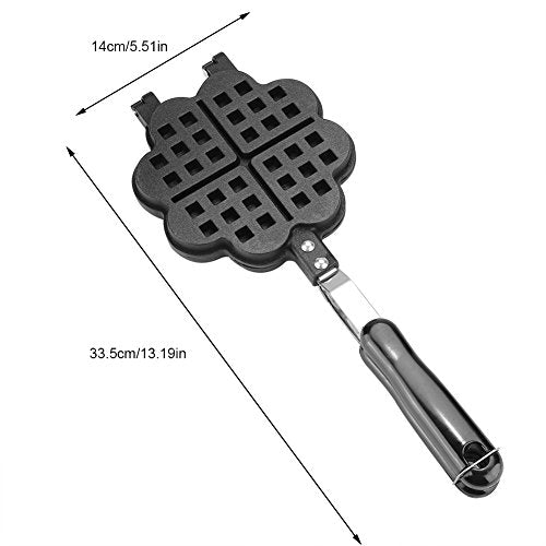  Heart Shape Waffle Maker, Non-Stick Waffle Maker Plates With Handle For Fuel Gas Stove, 13.19 X 5.51in