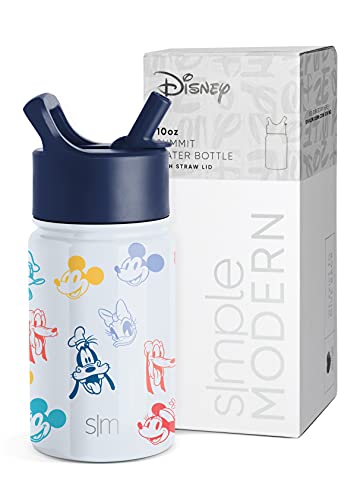  Disney Mickey Mouse Toddler Water Bottle With Straw Lid | Reusable Insulated Stainless Steel Kids Cup | Summit Collection | 10oz, Mickey & Friends