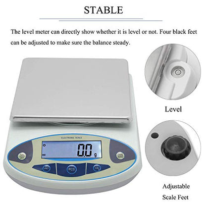  Lab Scale 20kgx0.1g Digital Precision Scale Electronic Balance Laboratory Weighing Industrial Scale Kitchen Counting Scale Scientific Scale Calibrated (20kg, 0.1g)
