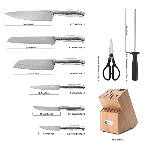 Kitchen Knife Set,14 Pieces Knife Block Sets With Sharpener, Stainless Steel Chef Knife Set With Wooden Block,Ultra Sharp Cutlery Knife With Steak Knives & Kitchen Shears