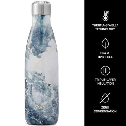  Stainless Steel Water Bottle With Travel Handle - 25 Fl Oz - Blue Granite - Triple-Layered Vacuum-Insulated Containers Keeps Drinks Cold For 41 Hours And Hot For 18 - With No Condensation