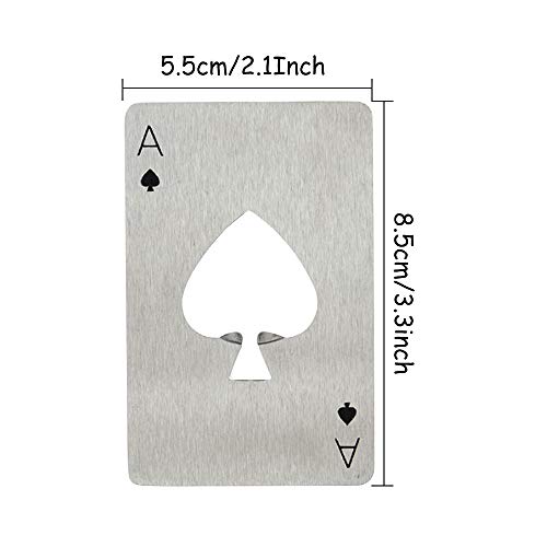 20Pcs Bottle Opener, Stainless Steel Credit Card Size Beer Opener Cap, Ace Of Spades Casino Poker Shaped Can Opener For Your Wallet, Suits For Family Bar Party Tools