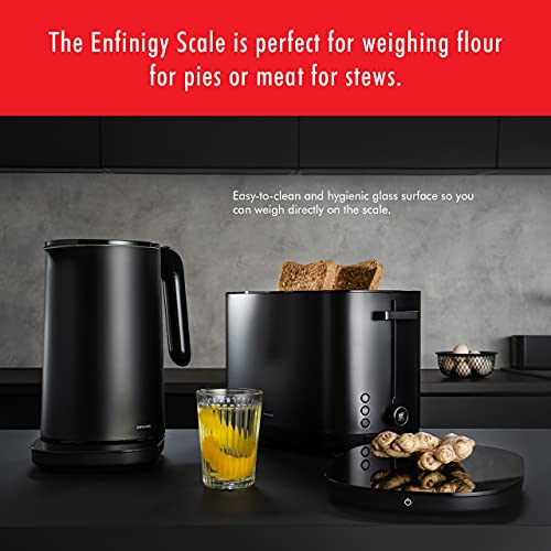 Zwilling Enfinigy Digital Kitchen Food Scale, Max Weight 22lbs, Grams & Ounces, .1-gram Accuracy, Black