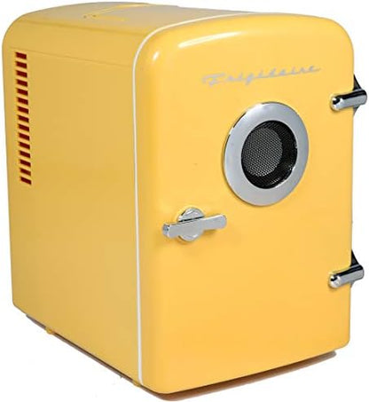 FRIGIDAIRE EFMIS151 Mini Portable Compact Personal Home Office Fridge Cooler BUILT IN SPEAKER, 4L Capacity, Chills Six 12 Oz Cans, 100% Freon-Free & Eco Friendly, Includes Bonus Car Charger