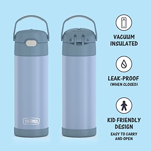 Thermos FUNTAINER 16 Ounce Stainless Steel Vacuum Insulated Bottle With Wide Spout Lid, Denim Blue