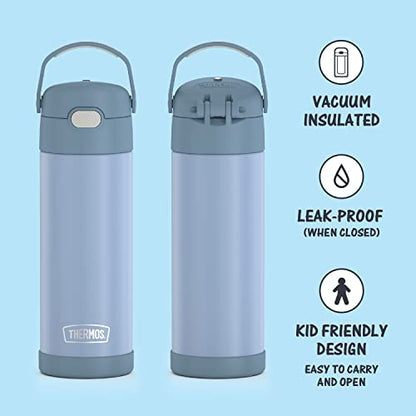 Thermos FUNTAINER 16 Ounce Stainless Steel Vacuum Insulated Bottle With Wide Spout Lid, Denim Blue