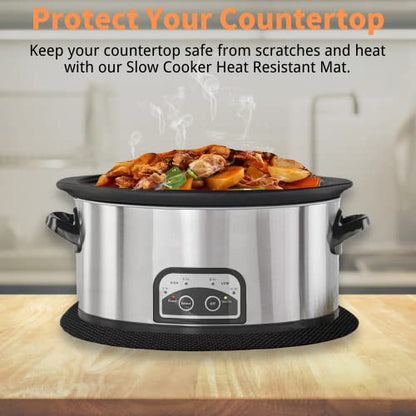  Slow Cooker Heat-Resistant Mat For 6-8 Quart, Compatible With Crock-Pot And So On Oval Slow Cooker, Oval Heat-Resistant Mat For Countertop Protecting (black)
