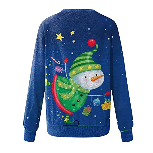  Sweatshirts For Women Loose Fit Fall Loose Tops Christmas Print Long Sleeve Sweatshirts Plus Size Pullover Top