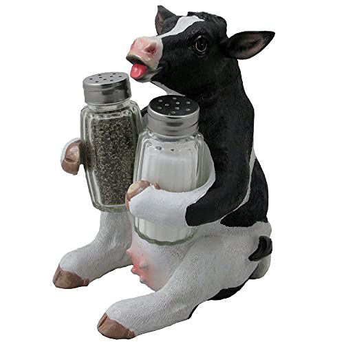  Lstein Cow Glass Salt And Pepper Shaker Set With Holder Figurine In Tabletop Country Kitchen Decor Or Decorative Farm Animal Collectible Sculptures As Spice Racks And Rustic Gifts For Farmers