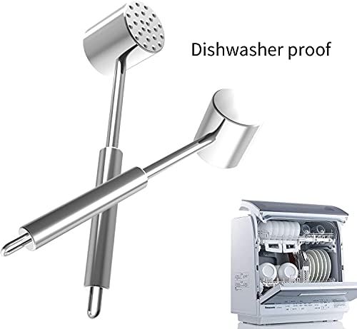  Zeerkeer Meat Tenderizer Hammer Tool Stainless Steel Dual-Sided Meat Mallet For Tenderizing Flattening Steak, Beef, Chicken, Pork And Poultry-Dishwasher Safe