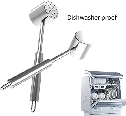  Zeerkeer Meat Tenderizer Hammer Tool Stainless Steel Dual-Sided Meat Mallet For Tenderizing Flattening Steak, Beef, Chicken, Pork And Poultry-Dishwasher Safe