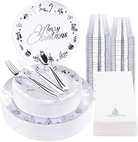  175PCS Rose Gold Plastic Plates - Baroque Rose Gold Disposable Plates Including 50 Rose Gold Party Plates, 25 Pack Rose Gold Pre Rolled Napkins And 25 Cups For Wedding & Party
