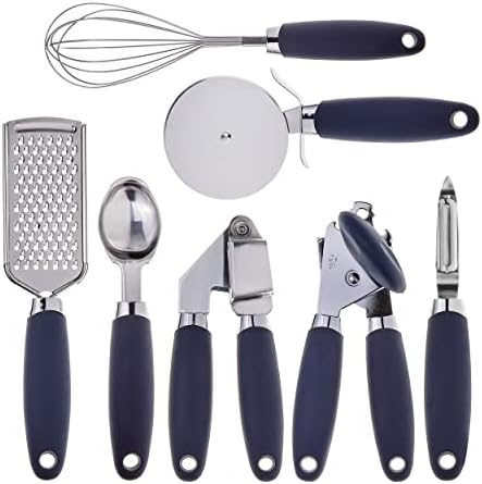  Ith COLOR 7 Pc Kitchen Gadget Set Copper Coated Stainless Steel Utensils With Soft Touch White Handles