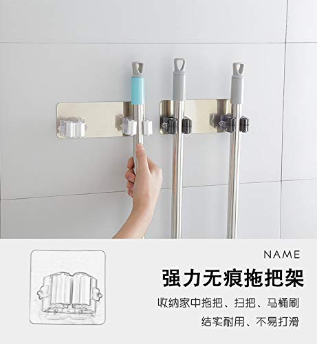  KLFGJ Wall Mounted Mop Organizer Holder Brush Broom Hanger Storage Rack Two Hanging Holes Non-Slip Kitchen Tool