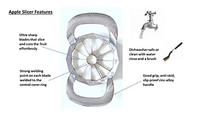  Apple Slicer Corer 12-Blade 304 Stainless Steel Extra Large Fruit And Vegetable Cutter - Ultra-Sharp, Heavy Duty