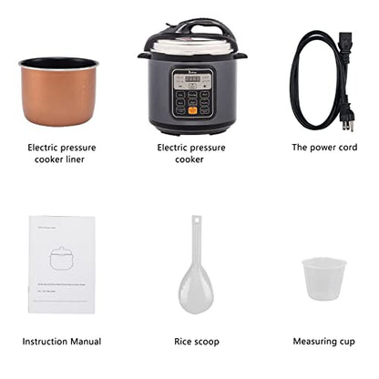  6-quart Electric Pressure Cooker Multi-Purpose, 13-in-1 Electric Pressure Cooker, Slow Cooker, Rice Cooker, Steamer, Saute, Yogurt Maker, Warmer & Sterilizer, Stainless Steel