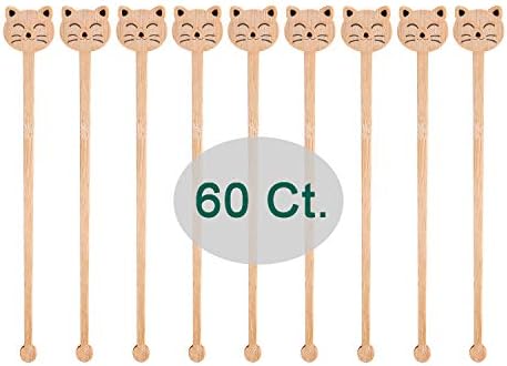  Sansnow Disposable Stirrers Coffee Stir Sticks, Bamboo Sticks For Hot Milk/Chocolate, Party Drink Stirring 60 Counts, 6.9"(Pineapple)