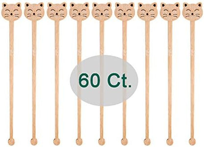  Sansnow Disposable Stirrers Coffee Stir Sticks, Bamboo Sticks For Hot Milk/Chocolate, Party Drink Stirring 60 Counts, 6.9"(Pineapple)