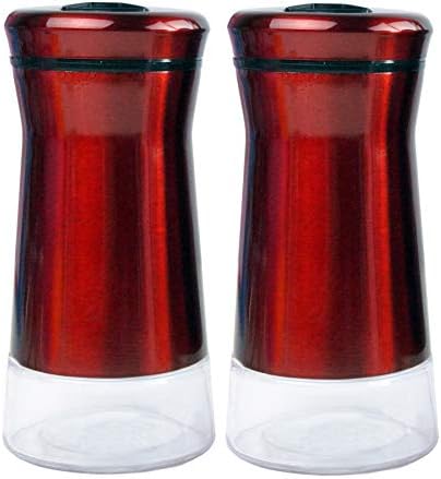  Pepper & Salt Shakers Stainless Steel Cover Glass Bottom With Rotating Adjustable Cover - Spice Sugar Shakers (Metallic Bronze)