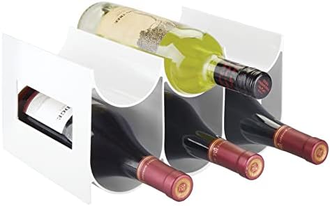  Plastic Free-Standing Water Bottle Organization/Wine Rack Storage Organizer For Kitchen Countertops, Cabinet, Bin, Pantry, Fridge, Refrigerator, 3 Tiers, 9 Bottles, Lumiere Collection - White