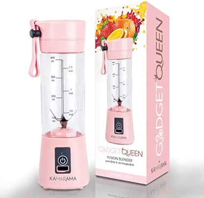  Portable Blender For Shakes And Smoothies – Rechargeable 15.5-Oz Fusion Blender & Portable Juicer Comes With Carry Strap, USB Cable, 2 Reusable Straws, 1 Straw Cleaner & 1 Bottle Cleaner, (Cotton Candy Pink)