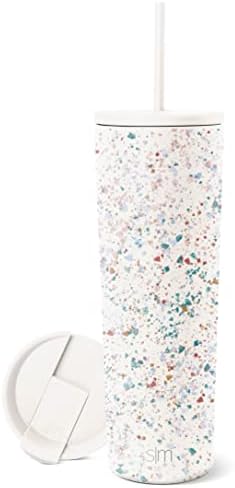  Insulated Tumbler With Lid And Straw | Iced Coffee Cup Reusable Stainless Steel Water Bottle Travel Mug | Gifts For Women Men Her Him | Classic Collection | 24oz | Almond Birch