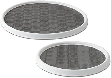 5220594 Non-Skid Pantry Cabinet Lazy Susan Turntable, 12-Inch And 18-Inch, White/Gray, 2-Pack