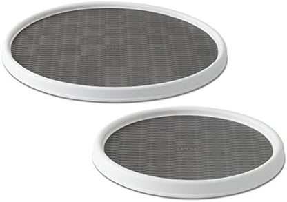  5220594 Non-Skid Pantry Cabinet Lazy Susan Turntable, 12-Inch And 18-Inch, White/Gray, 2-Pack