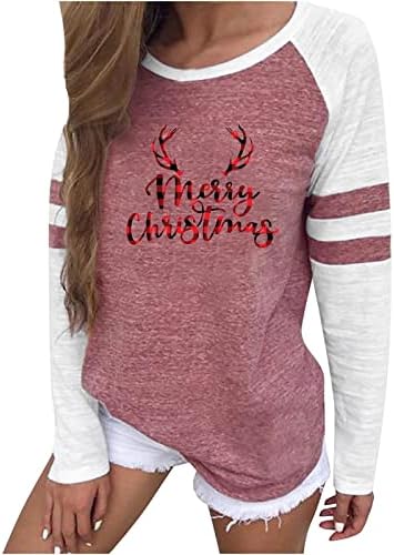  Pullover Sweatshirts For Women Fall Plus Size Sweatshirts Long Sleeve Christmas Print Crew Neck Pullover Top Streetwear