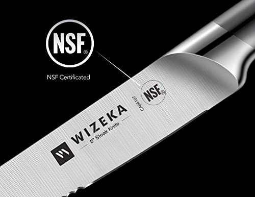  Steak Knives Set Of 8, NSF Certified German 1.4116 Steel Serrated Steak Knife Set, Dishwasher Safe One Piece Design Kitchen Knives Set With Gift Box