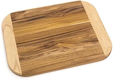  Bamboo Wood Cutting Board With 6 Colored Poly Inlay Mats, 16" X 13-1/8" X 1-5/8"