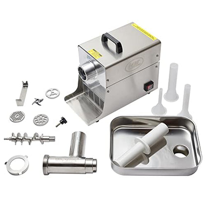  Products 17791 Big Bite #8 .5HP Stainless Steel Electric Meat Grinder, Silver