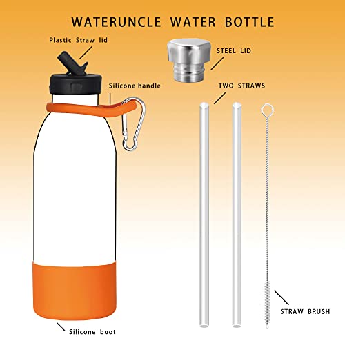 Insulated Water Bottles-17oz/500ml,Vacuum Insulated Stainless Steel Sport Water Bottledouble Cover (steel Cover And Straw Cover) Prevent Slippery Powder Coating (Black)…