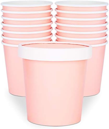  Ice Cream Containers With Lids - 16 Oz Pint Disposable Ice Cream Storage Container For Homemade Icecream. Freezer-Safe Paper Tub With Lid For Frozen Desserts Yoghurt (Assorted, 24)