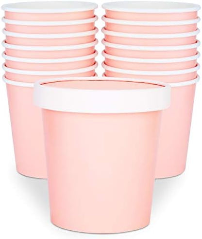  Ice Cream Containers With Lids - 16 Oz Pint Disposable Ice Cream Storage Container For Homemade Icecream. Freezer-Safe Paper Tub With Lid For Frozen Desserts Yoghurt (Assorted, 24)