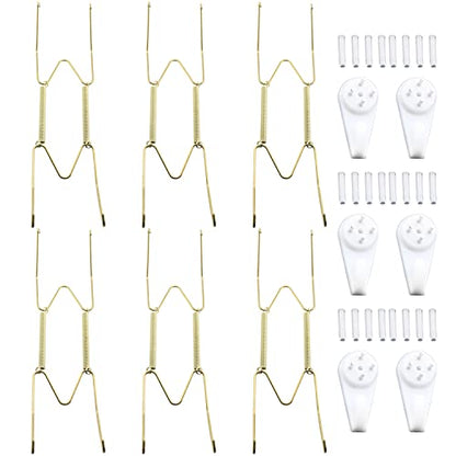  Plate Hanger 6PCS 8 Inch Wall Plate Hangers And 6PCS Wall Hooks For 7.5 To 8.5 Inch Decorative Plates, Antique China, Antique Plates And Arts, Golden