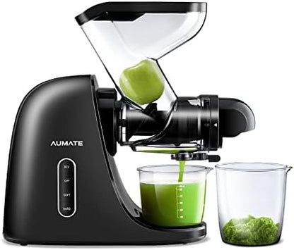  AUMATE Fretta Cold Press Juicer Extractor, 3" Wide Feed Chute Slow Masticating Juicer Machines, Juice Maker, Juice Squeezer, Juicer Machines Vegetable And Fruit,Juice Recipes Included(Black)